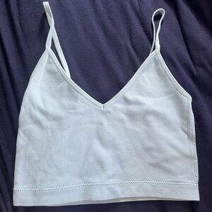 Garage light blue ribbed crop tank top, XS